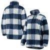 Women's G-III 4Her By Carl Banks Navy/White Washington Capitals Plaid Sherpa Quarter-Zip Jacket