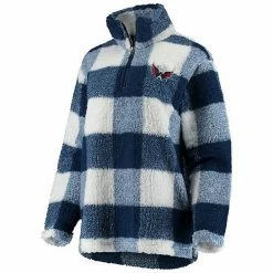 Women's G-III 4Her By Carl Banks Navy/White Washington Capitals Plaid Sherpa Quarter-Zip Jacket -G-III Sales Store unnamed file 1028