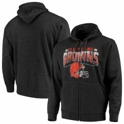 Men's G-III Sports By Carl Banks Charcoal Cleveland Browns Perfect Season Full-Zip Hoodie