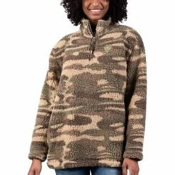 Women's G-III Sports By Carl Banks Camo Pittsburgh Penguins Sherpa Quarter-Zip Jacket