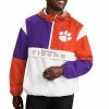 Men's G-III Sports By Carl Banks White/Orange Clemson Tigers College Fair Catch Half-Zip Hoodie