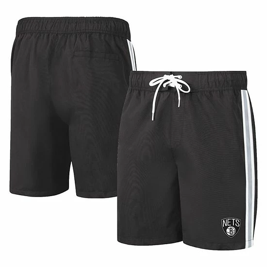 Men's G-III Sports By Carl Banks Black/Gray Brooklyn Nets Sand Beach Volley Swim Shorts 1 Men's G-III Sports By Carl Banks Black/Gray Brooklyn Nets Sand Beach Volley Swim Shorts