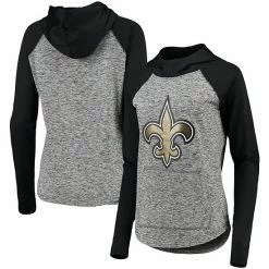 Women's G-III 4Her By Carl Banks Heathered Gray/Black New Orleans Saints Championship Ring Pullover Hoodie