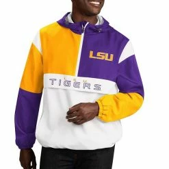 Men's G-III Sports By Carl Banks White/Purple LSU Tigers College Fair Catch Half-Zip Hoodie
