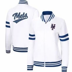 Women's G-III 4Her By Carl Banks White New York Mets Pre-Game Full-Zip Track Jacket
