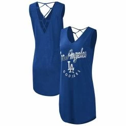 Women's G-III 4Her By Carl Banks Royal Los Angeles Dodgers Game Time Slub Beach V-Neck Cover-Up Dress