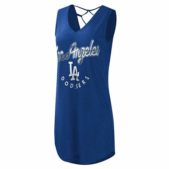 Women's G-III 4Her By Carl Banks Royal Los Angeles Dodgers Game Time Slub Beach V-Neck Cover-Up Dress 2 Women's G-III 4Her By Carl Banks Royal Los Angeles Dodgers Game Time Slub Beach V-Neck Cover-Up Dress - Image 2
