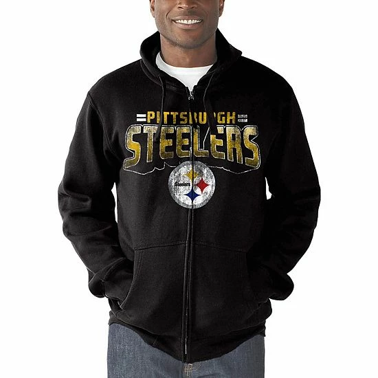 Men's G-III Sports By Carl Banks Black Pittsburgh Steelers Perfect Season Full-Zip Hoodie 5 Men's G-III Sports By Carl Banks Black Pittsburgh Steelers Perfect Season Full-Zip Hoodie - Image 5