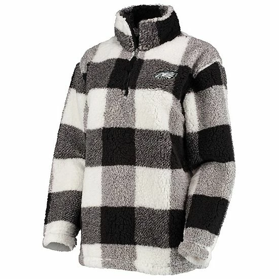 Women's G-III 4Her By Carl Banks Black Philadelphia Eagles Sherpa Plaid Quarter-Zip Jacket 3 Women's G-III 4Her By Carl Banks Black Philadelphia Eagles Sherpa Plaid Quarter-Zip Jacket - Image 3
