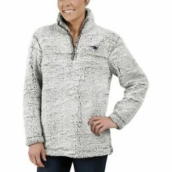 G-III Women's Gray New England Patriots Sherpa Quarter-Zip Pullover Jacket