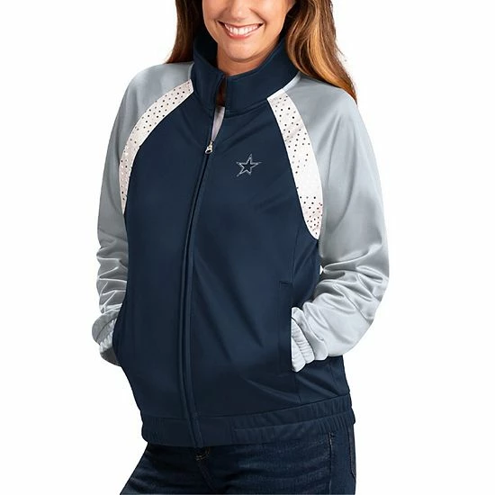 Women's G-III 4Her By Carl Banks Navy/Silver Dallas Cowboys Confetti Raglan Full-Zip Track Jacket 1 Women's G-III 4Her By Carl Banks Navy/Silver Dallas Cowboys Confetti Raglan Full-Zip Track Jacket