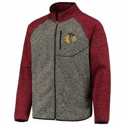 Men's G-III Sports By Carl Banks Charcoal/Red Chicago Blackhawks Switchback Transitional Raglan Full-Zip Jacket -G-III Sales Store unnamed file 176