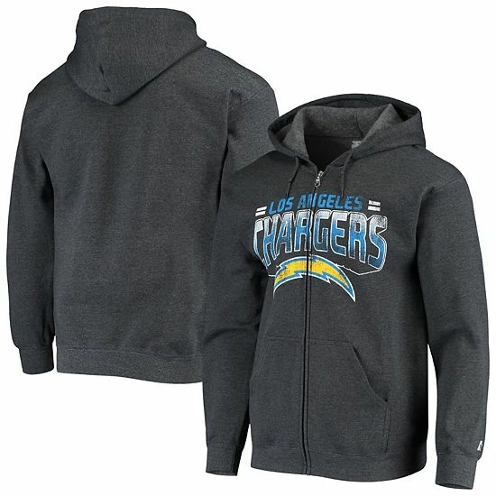 Men's G-III Sports By Carl Banks Heathered Gray Los Angeles Chargers Perfect Season Full-Zip Hoodie 2 Men's G-III Sports By Carl Banks Heathered Gray Los Angeles Chargers Perfect Season Full-Zip Hoodie - Image 2