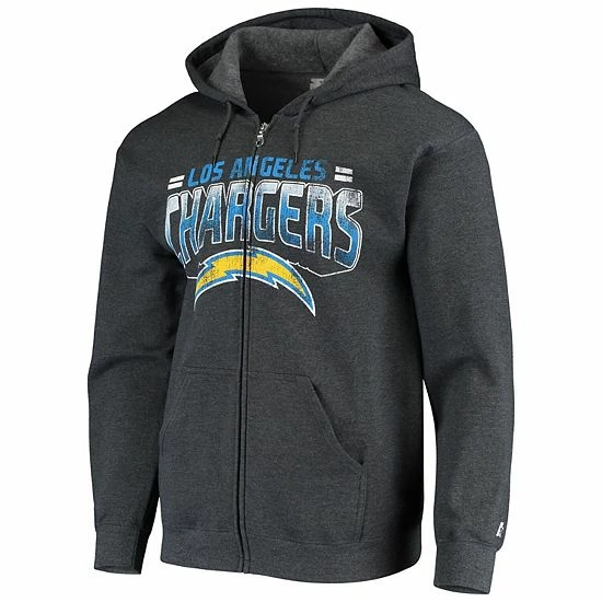 Men's G-III Sports By Carl Banks Heathered Gray Los Angeles Chargers Perfect Season Full-Zip Hoodie 3 Men's G-III Sports By Carl Banks Heathered Gray Los Angeles Chargers Perfect Season Full-Zip Hoodie - Image 3