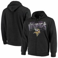 Men's G-III Sports By Carl Banks Charcoal Minnesota Vikings Perfect Season Full-Zip Hoodie