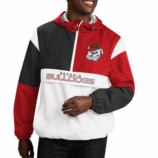 Men's G-III Sports By Carl Banks White/Red Georgia Bulldogs College Fair Catch Half-Zip Hoodie 1 Men's G-III Sports By Carl Banks White/Red Georgia Bulldogs College Fair Catch Half-Zip Hoodie