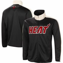 Men's G-III Sports By Carl Banks Black/White Miami Heat Zone Blitz Tricot Full-Zip Track Jacket