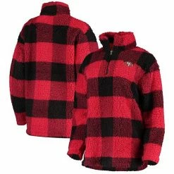 G-III Sales Store 34 Women's G-III 4Her By Carl Banks Scarlet San Francisco 49ers Sherpa Plaid Quarter-Zip Jacket