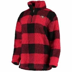 Women's G-III 4Her By Carl Banks Scarlet San Francisco 49ers Sherpa Plaid Quarter-Zip Jacket -G-III Sales Store unnamed file 1981