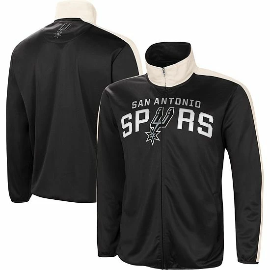 Men's G-III Sports By Carl Banks Black/White San Antonio Spurs Zone Blitz Tricot Full-Zip Track Jacket 1 Men's G-III Sports By Carl Banks Black/White San Antonio Spurs Zone Blitz Tricot Full-Zip Track Jacket