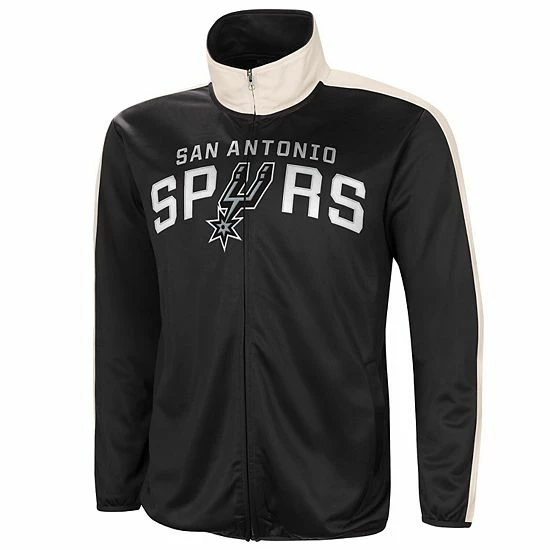 Men's G-III Sports By Carl Banks Black/White San Antonio Spurs Zone Blitz Tricot Full-Zip Track Jacket 3 Men's G-III Sports By Carl Banks Black/White San Antonio Spurs Zone Blitz Tricot Full-Zip Track Jacket - Image 3