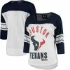 Women's G-III 4Her By Carl Banks White/Navy Houston Texans First Team Three-Quarter Sleeve Mesh T-Shirt