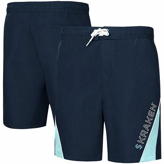 Men's G-III Sports By Carl Banks Deep Sea Blue Seattle Kraken Sunrise Volley Swim Shorts 1 Men's G-III Sports By Carl Banks Deep Sea Blue Seattle Kraken Sunrise Volley Swim Shorts