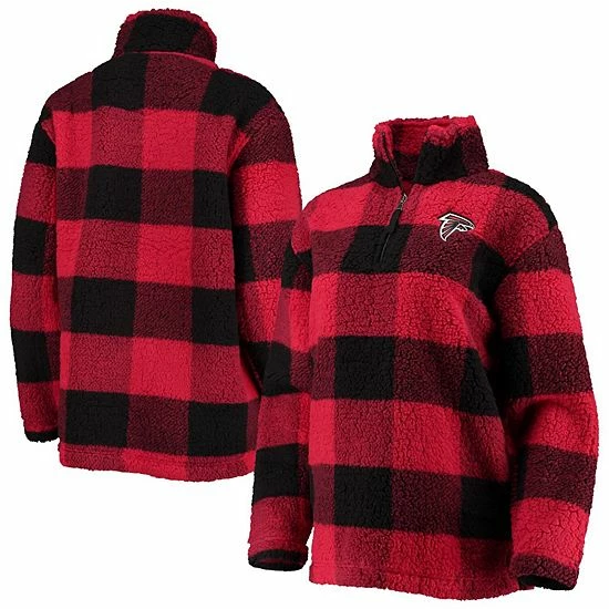 Women's G-III 4Her By Carl Banks Red Atlanta Falcons Sherpa Plaid Quarter-Zip Jacket 1 Women's G-III 4Her By Carl Banks Red Atlanta Falcons Sherpa Plaid Quarter-Zip Jacket