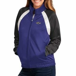 Women's G-III 4Her By Carl Banks Purple/Black Baltimore Ravens Confetti Raglan Full-Zip Track Jacket