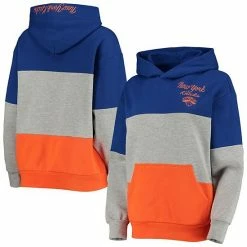 Women's G-III 4Her By Carl Banks Gray/Blue New York Knicks Assist Colorblock Pullover Hoodie