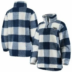 Women's G-III 4Her By Carl Banks Navy/White St. Louis Blues Plaid Sherpa Quarter-Zip Jacket