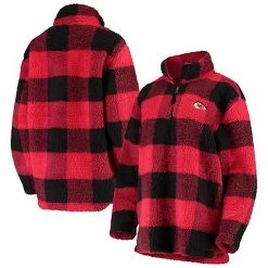 Women's G-III 4Her By Carl Banks Red Kansas City Chiefs Sherpa Plaid Quarter-Zip Jacket