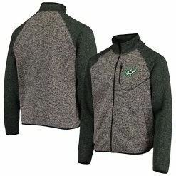 Men's G-III Sports By Carl Banks Charcoal/Kelly Green Dallas Stars Switchback Transitional Raglan Full-Zip Jacket