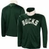 Men's G-III Sports By Carl Banks Green/White Milwaukee Bucks Zone Blitz Tricot Full-Zip Track Jacket
