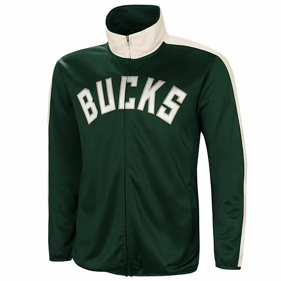 Men's G-III Sports By Carl Banks Green/White Milwaukee Bucks Zone Blitz Tricot Full-Zip Track Jacket 2 Men's G-III Sports By Carl Banks Green/White Milwaukee Bucks Zone Blitz Tricot Full-Zip Track Jacket - Image 2