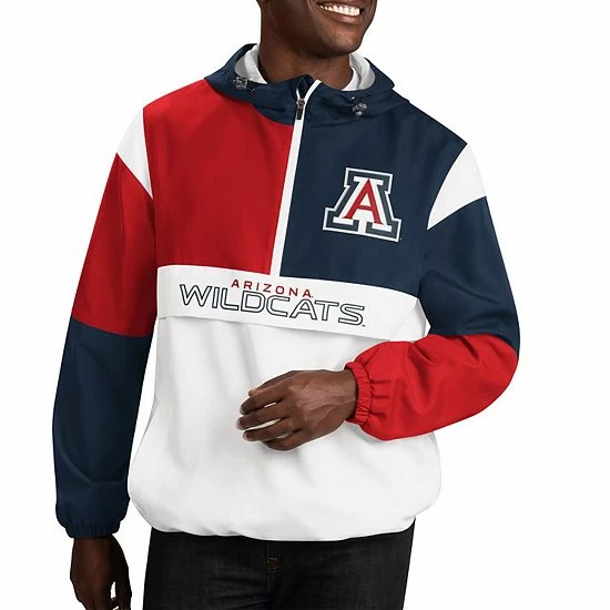 Men's G-III Sports By Carl Banks White/Navy Arizona Wildcats College Fair Catch Half-Zip Hoodie 2 Men's G-III Sports By Carl Banks White/Navy Arizona Wildcats College Fair Catch Half-Zip Hoodie - Image 2