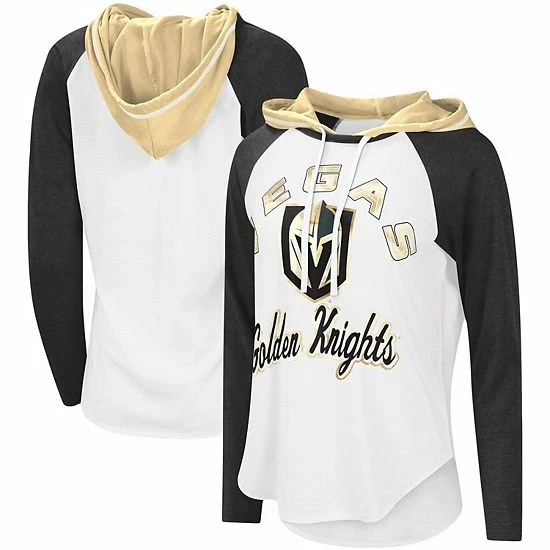Women's G-III Sports By Carl Banks White/Black Vegas Golden Knights Sideline Raglan Long Sleeve Hoodie T-Shirt 2 Women's G-III Sports By Carl Banks White/Black Vegas Golden Knights Sideline Raglan Long Sleeve Hoodie T-Shirt - Image 2