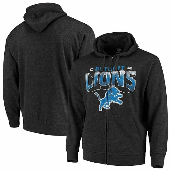 Men's G-III Sports By Carl Banks Charcoal Detroit Lions Perfect Season Full-Zip Hoodie 2 Men's G-III Sports By Carl Banks Charcoal Detroit Lions Perfect Season Full-Zip Hoodie - Image 2