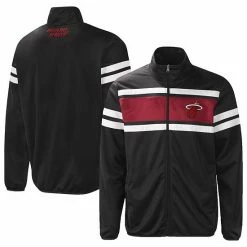 Men's G-III Sports By Carl Banks Black Miami Heat Power Pitcher Full-Zip Track Jacket