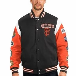 G-III Sales Store 38 Men's G-III Sports By Carl Banks Black San Francisco Giants Franchise Full-Snap Varsity Jacket