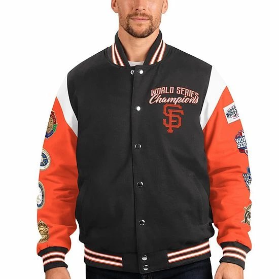 Men's G-III Sports By Carl Banks Black San Francisco Giants Franchise Full-Snap Varsity Jacket 1 Men's G-III Sports By Carl Banks Black San Francisco Giants Franchise Full-Snap Varsity Jacket