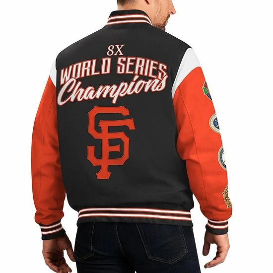Men's G-III Sports By Carl Banks Black San Francisco Giants Franchise Full-Snap Varsity Jacket 3 Men's G-III Sports By Carl Banks Black San Francisco Giants Franchise Full-Snap Varsity Jacket - Image 3