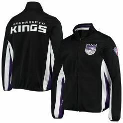 Men's G-III Sports By Carl Banks Black Sacramento Kings 75th Anniversary Power Forward Space-Dye Full-Zip Track Jacket
