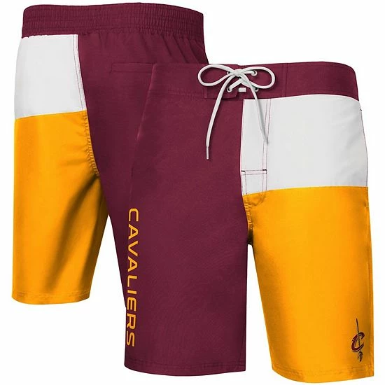 Men's G-III Sports By Carl Banks Wine/Gold Cleveland Cavaliers Breeze Color Block Swim Trunks 2 Men's G-III Sports By Carl Banks Wine/Gold Cleveland Cavaliers Breeze Color Block Swim Trunks - Image 2