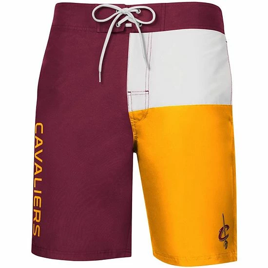 Men's G-III Sports By Carl Banks Wine/Gold Cleveland Cavaliers Breeze Color Block Swim Trunks 3 Men's G-III Sports By Carl Banks Wine/Gold Cleveland Cavaliers Breeze Color Block Swim Trunks - Image 3