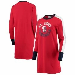 Women's G-III 4Her By Carl Banks Navy St. Louis Cardinals Hurry Up Offense Long Sleeve Dress