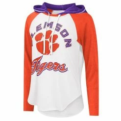 Women's G-III 4Her By Carl Banks White/Orange Clemson Tigers From The Sideline Raglan Hoodie Long Sleeve T-Shirt 6 Women's G-III 4Her By Carl Banks White/Orange Clemson Tigers From The Sideline Raglan Hoodie Long Sleeve T-Shirt -G-III Sales Store unnamed file 2709