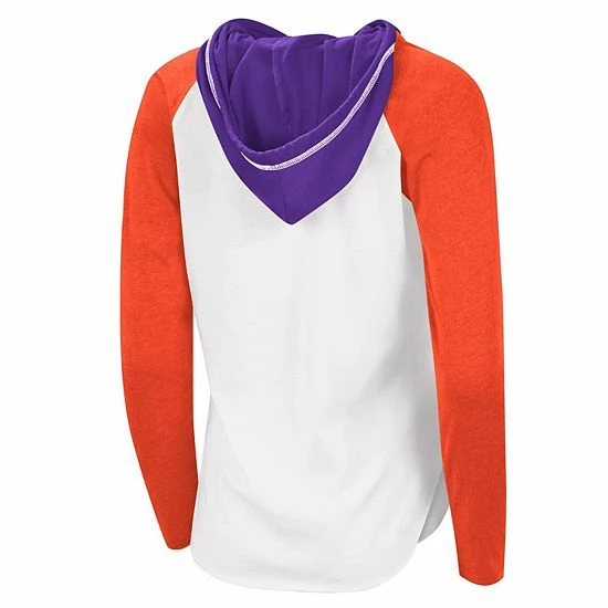 Women's G-III 4Her By Carl Banks White/Orange Clemson Tigers From The Sideline Raglan Hoodie Long Sleeve T-Shirt 4 Women's G-III 4Her By Carl Banks White/Orange Clemson Tigers From The Sideline Raglan Hoodie Long Sleeve T-Shirt - Image 4