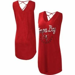 Women's G-III 4Her By Carl Banks Red Tampa Bay Buccaneers Game Time Swim V-Neck Cover-Up Dress