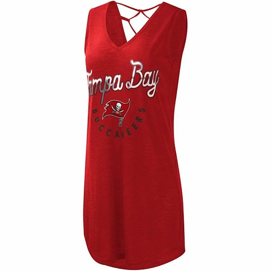 Women's G-III 4Her By Carl Banks Red Tampa Bay Buccaneers Game Time Swim V-Neck Cover-Up Dress 3 Women's G-III 4Her By Carl Banks Red Tampa Bay Buccaneers Game Time Swim V-Neck Cover-Up Dress - Image 3